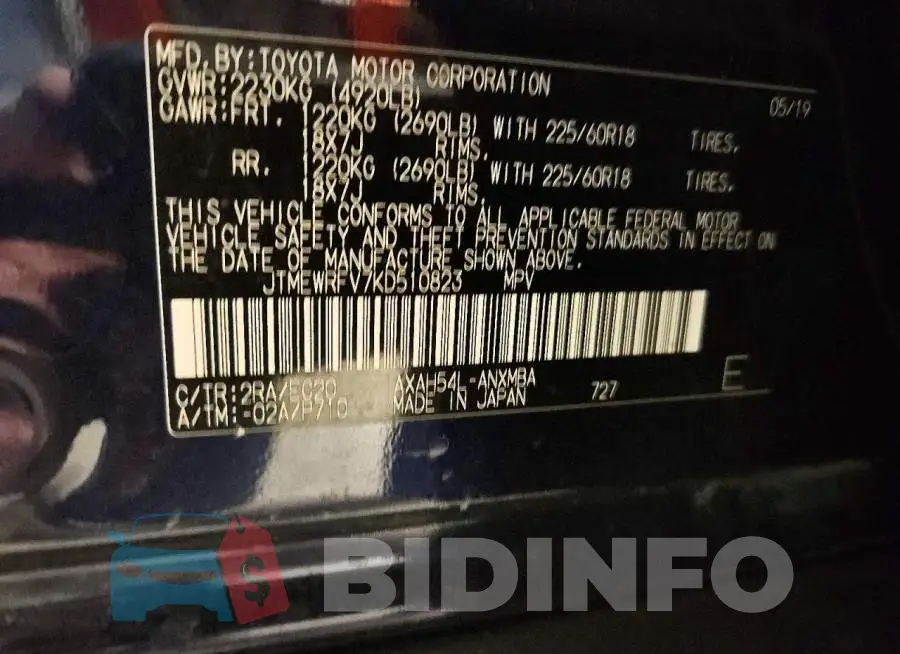 JTMEWRFV7KD510823 Photo# 13