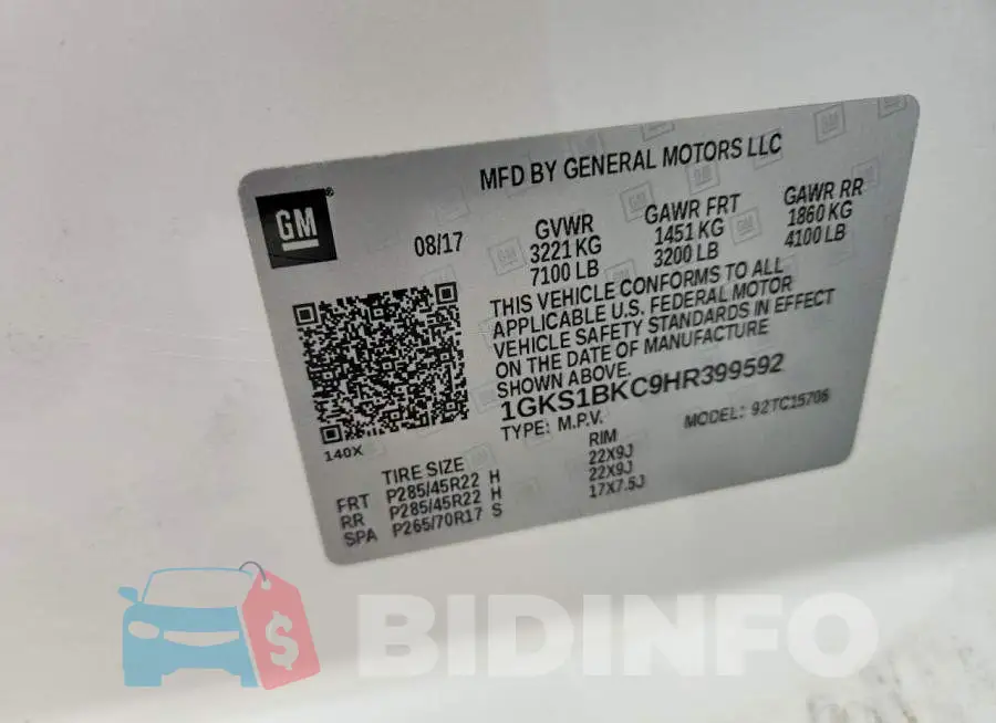 1GKS1BKC9HR399592 Photo# 13