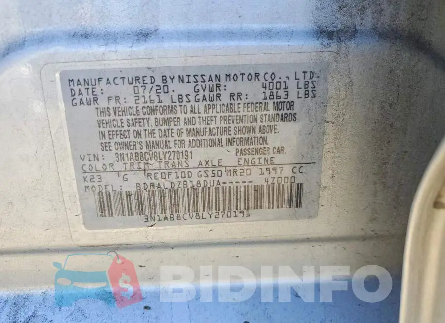 3N1AB8CV8LY270191 Photo# 12