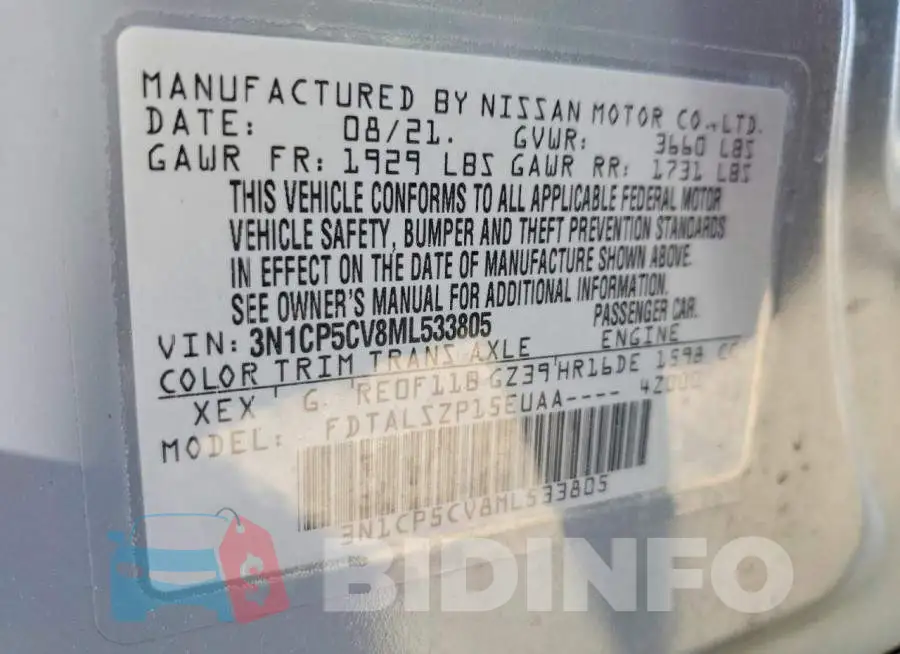 3N1CP5CV8ML533805 Photo# 13