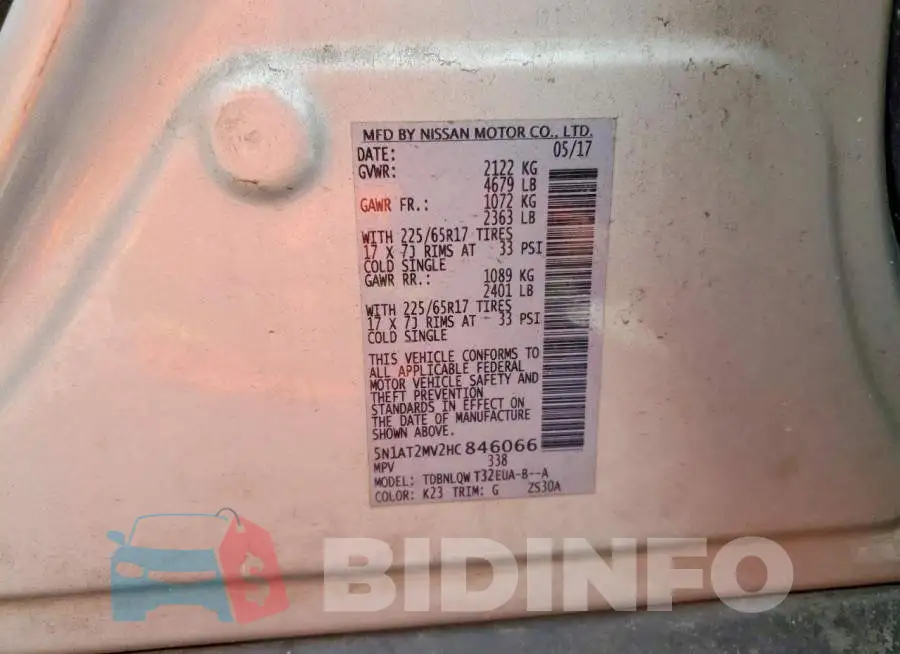 5N1AT2MV2HC846066 Photo# 13