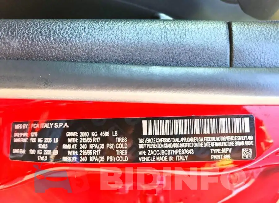 ZACCJBCB7HPE87643 Photo# 14