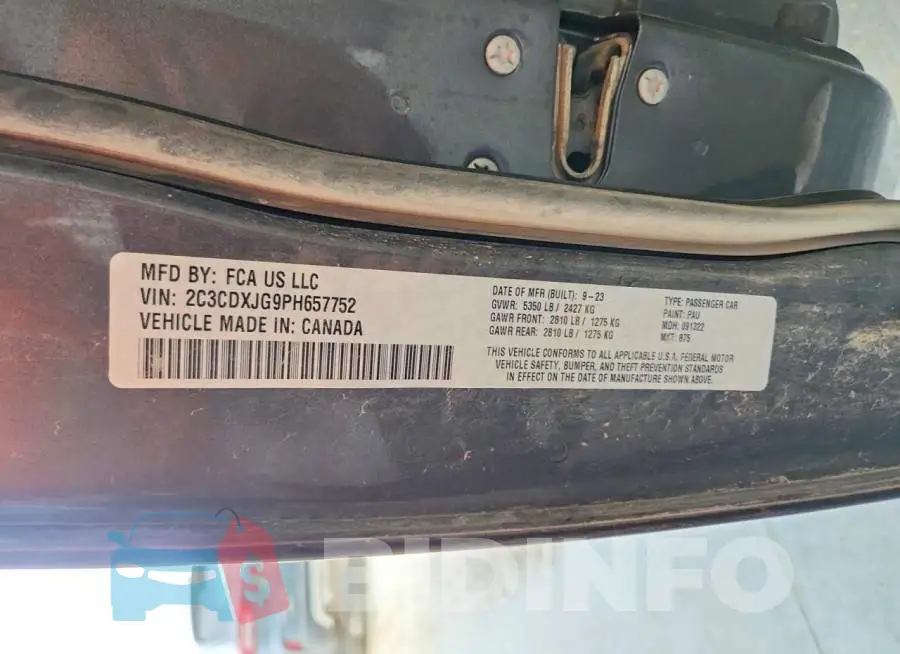 2C3CDXJG9PH657752 Photo# 13