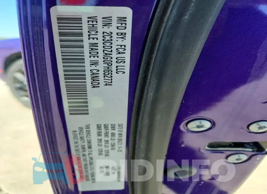 2C3CDZAG0PH652774 Photo# 12