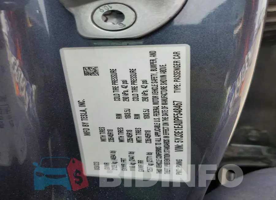 5YJ3E1EA0PF548467 Photo# 12