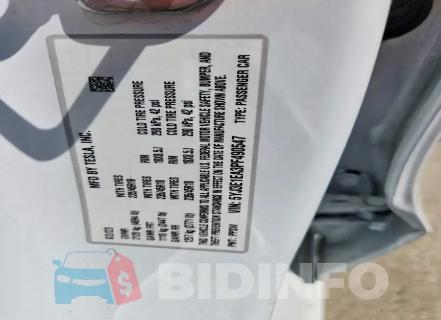 5YJ3E1EA3PF490547 Photo# 12