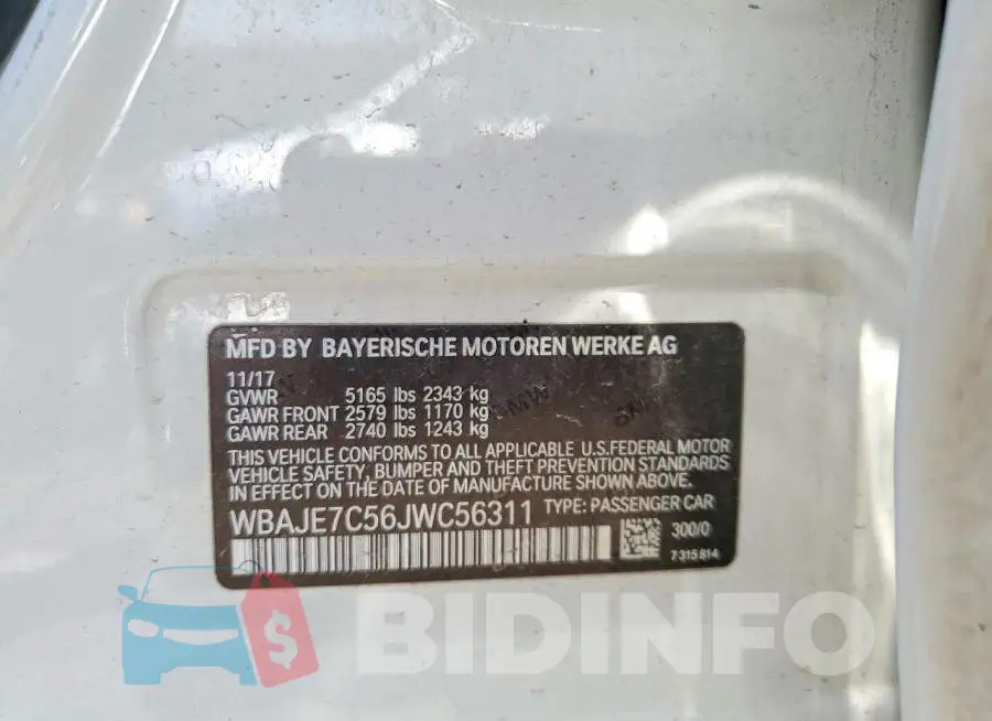 WBAJE7C56JWC56311 Photo# 12