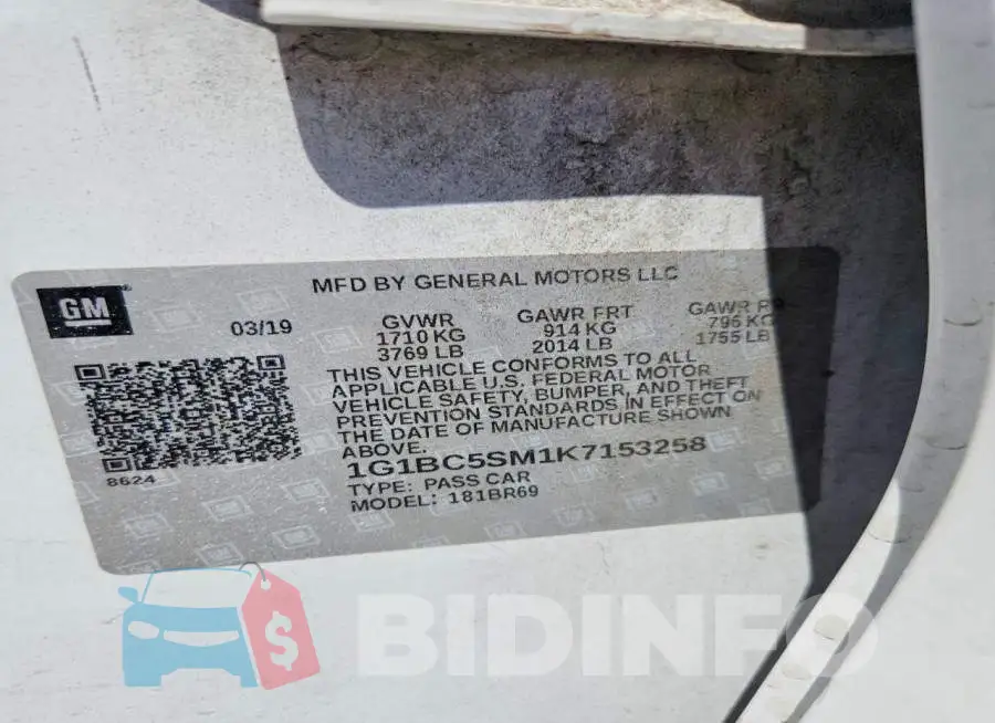 1G1BC5SM1K7153258 Photo# 12