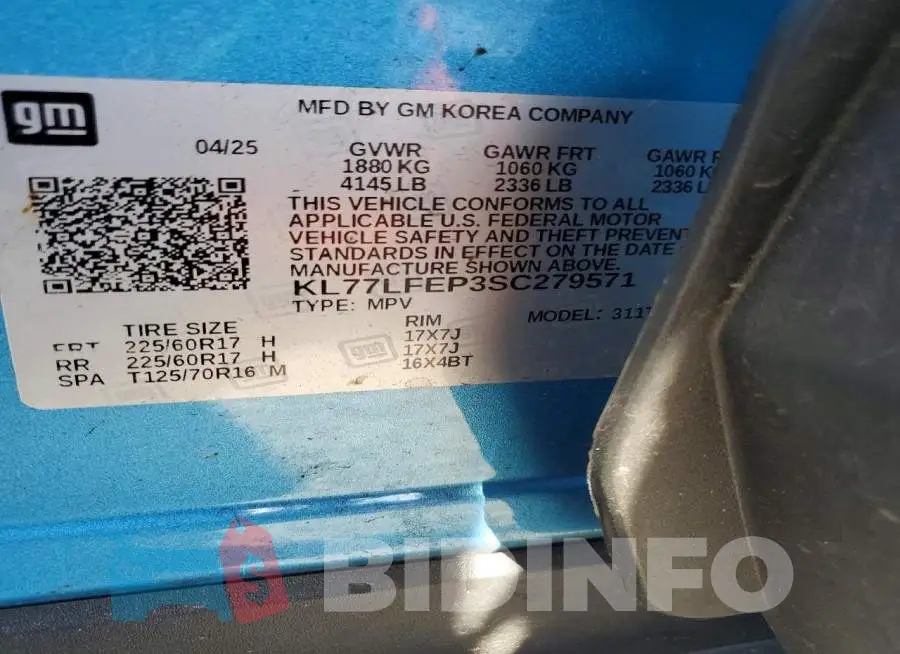 KL77LFEP3SC279571 Photo# 13