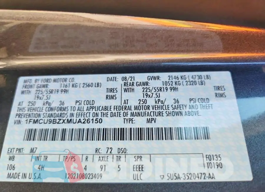 1FMCU9BZXMUA26150 Photo# 13