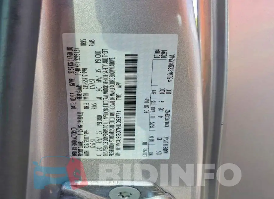 1FMCU9GD7HUD53771 Photo# 13