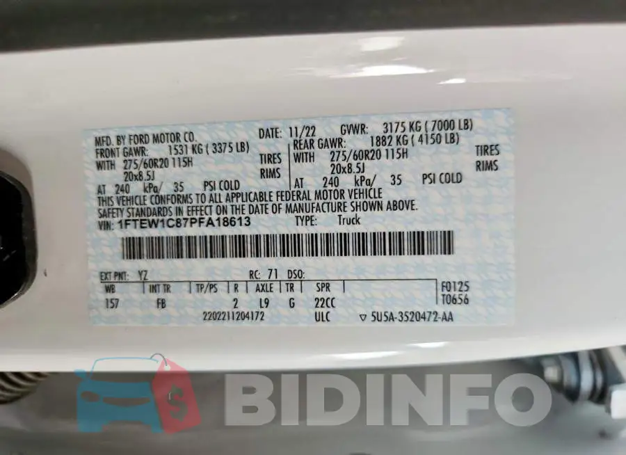 1FTEW1C87PFA18613 Photo# 13