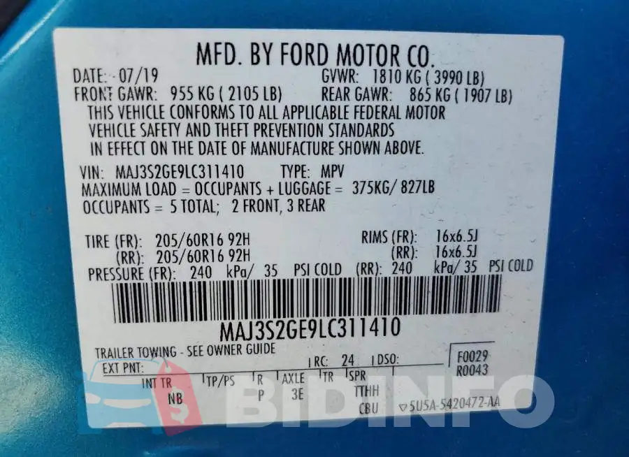 MAJ3S2GE9LC311410 Photo# 14