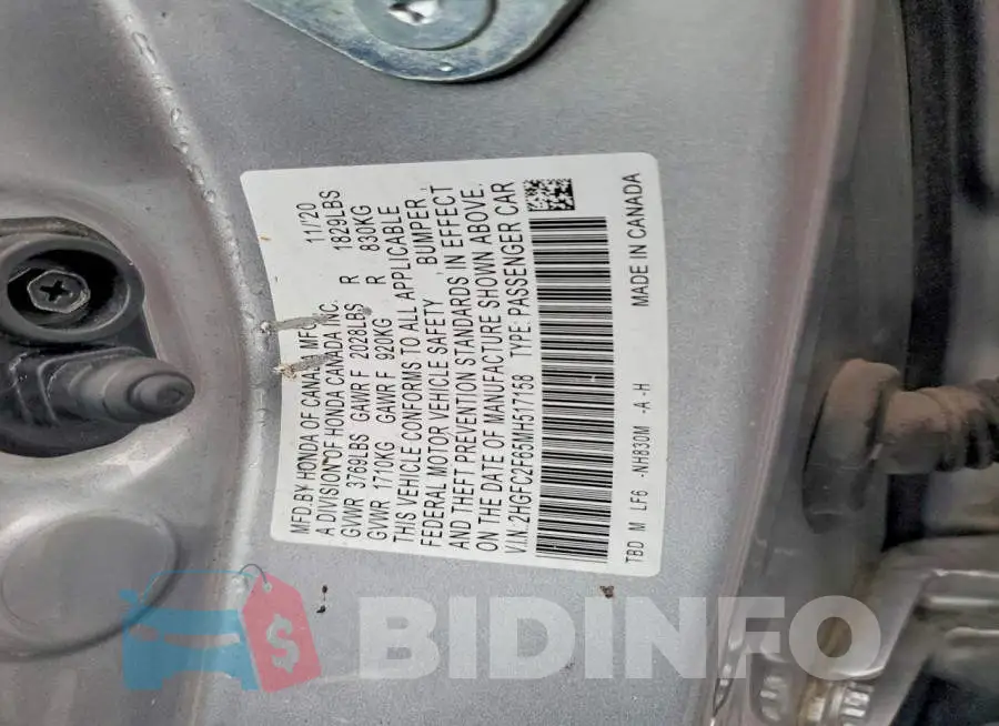 2HGFC2F65MH517158 Photo# 13