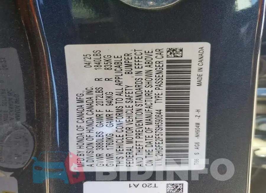 2HGFE2F57SH590644 Photo# 13
