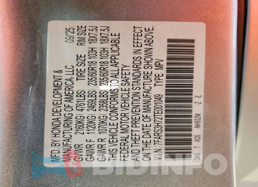 7FARS3H72TE001049 Photo# 13