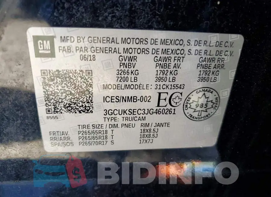 3GCUKSEC3JG460261 Photo# 12