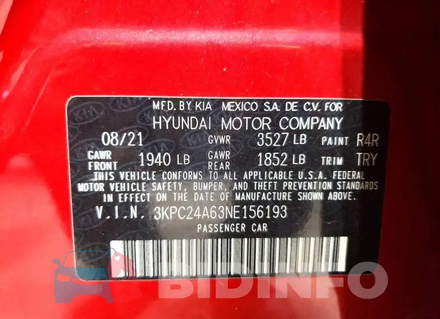 3KPC24A63NE156193 Photo# 13