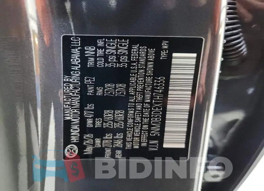 5NMJB3DEXTH746336 Photo# 14