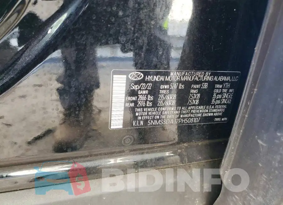 5NMS3DAJ2PH508107 Photo# 13