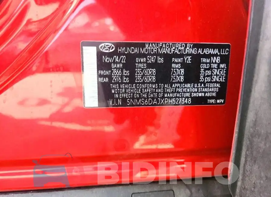 5NMS6DAJXPH527348 Photo# 13