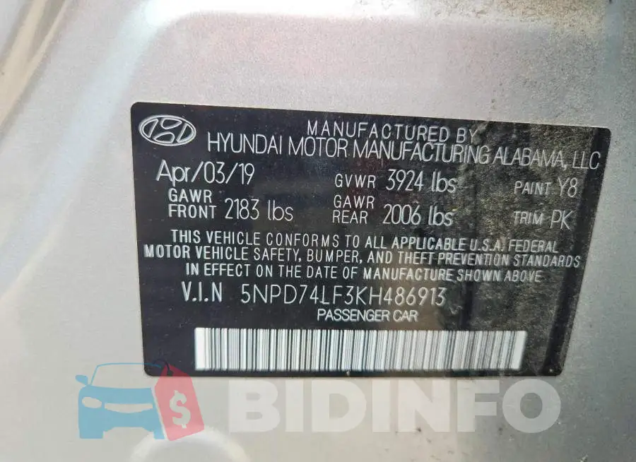 5NPD74LF3KH486913 Photo# 12