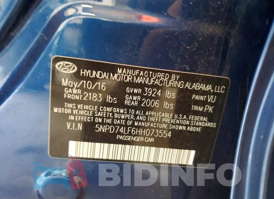 5NPD74LF6HH073554 Photo# 12