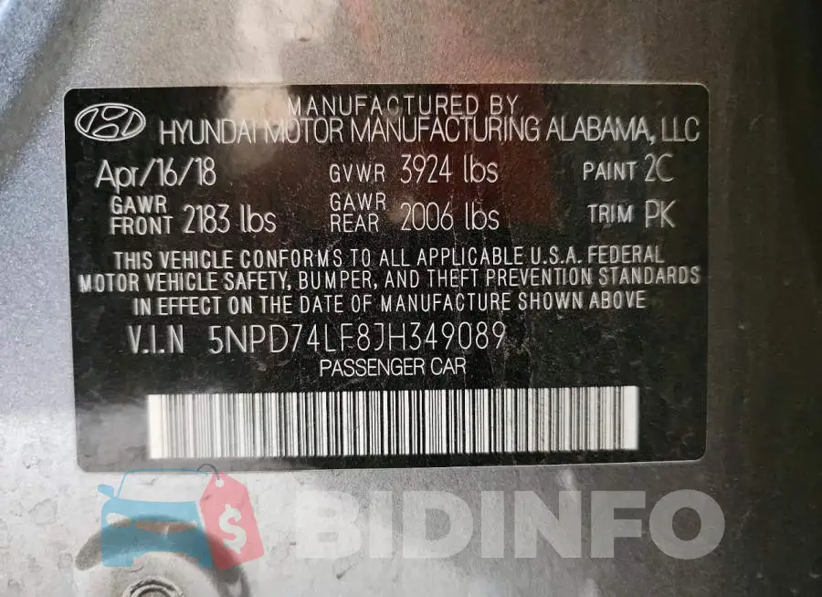 5NPD74LF8JH349089 Photo# 13