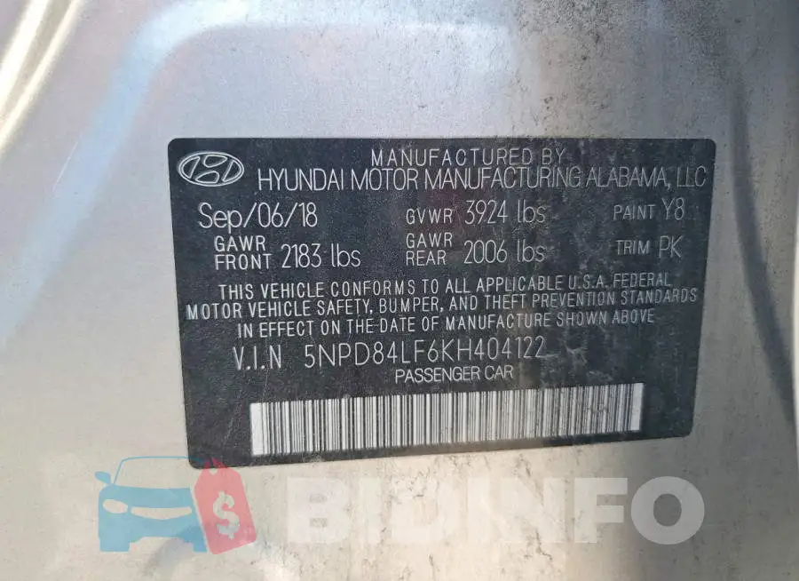 5NPD84LF6KH404122 Photo# 13