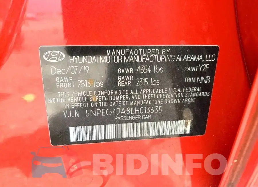 5NPEG4JA8LH013635 Photo# 13