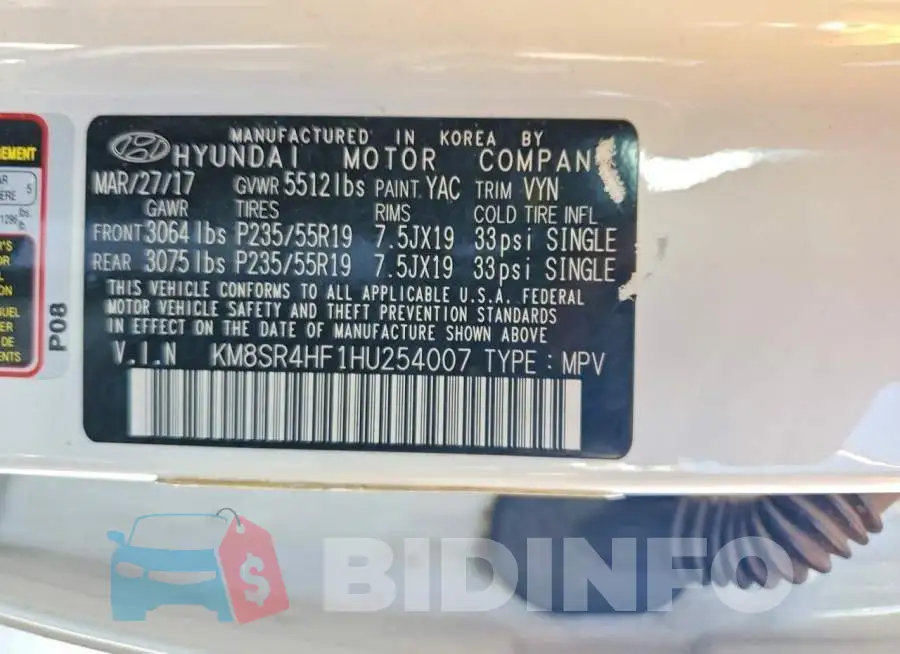 KM8SR4HF1HU254007 Photo# 12
