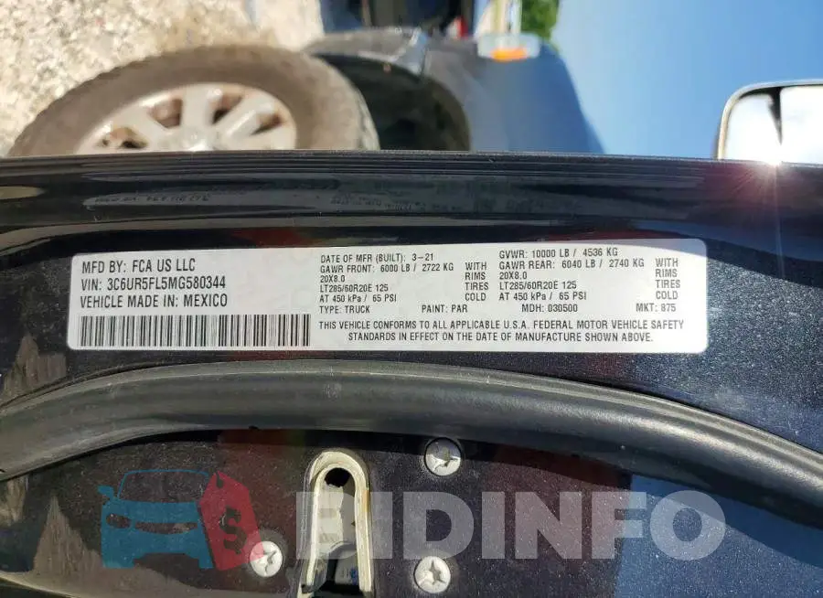 3C6UR5FL5MG580344 Photo# 12