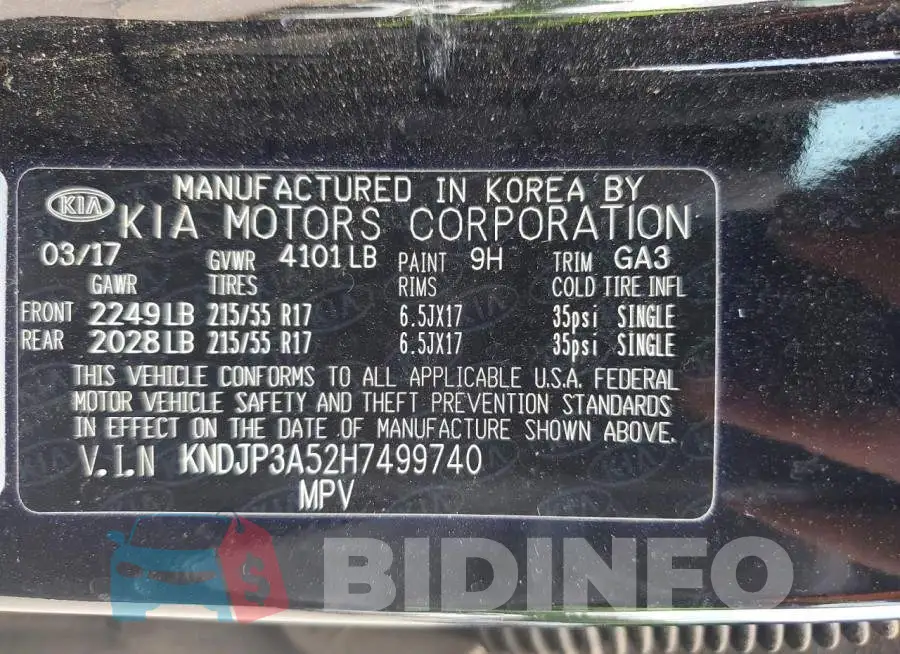 KNDJP3A52H7499740 Photo# 12