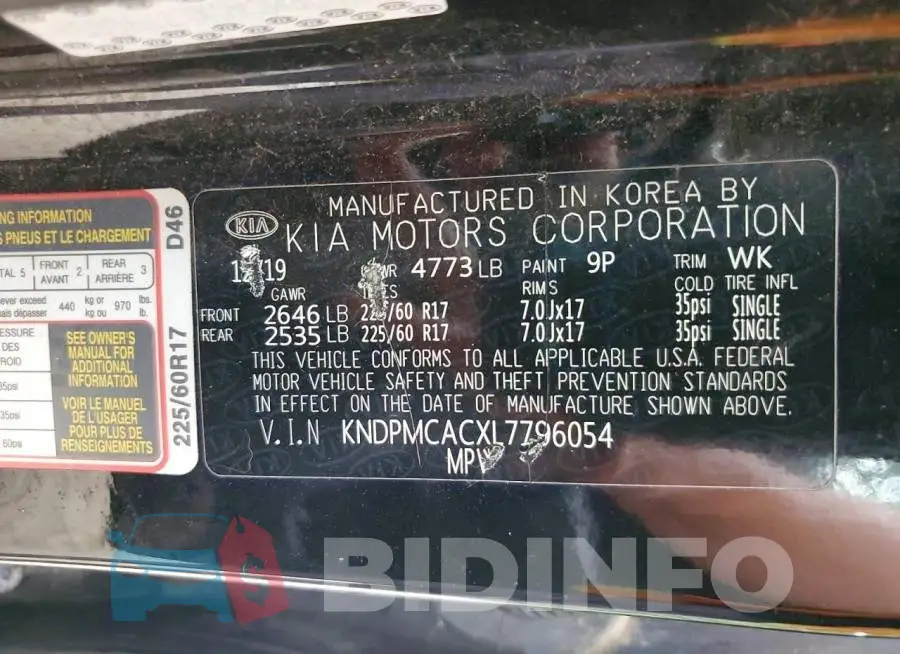 KNDPMCACXL7796054 Photo# 13