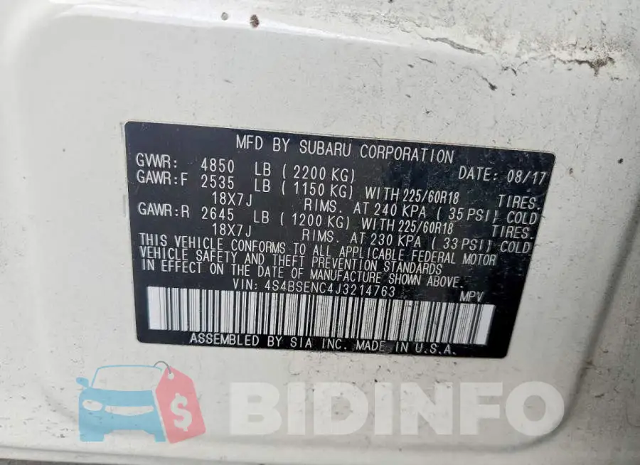 4S4BSENC4J3214763 Photo# 13