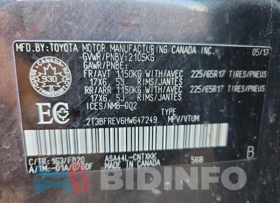 2T3BFREV6HW647249 Photo# 14