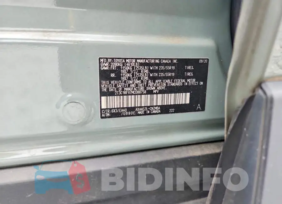 2T3C1RFV7MC088758 Photo# 13