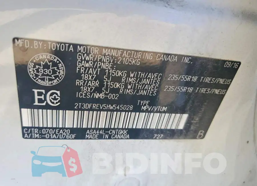 2T3DFREV5HW545028 Photo# 14