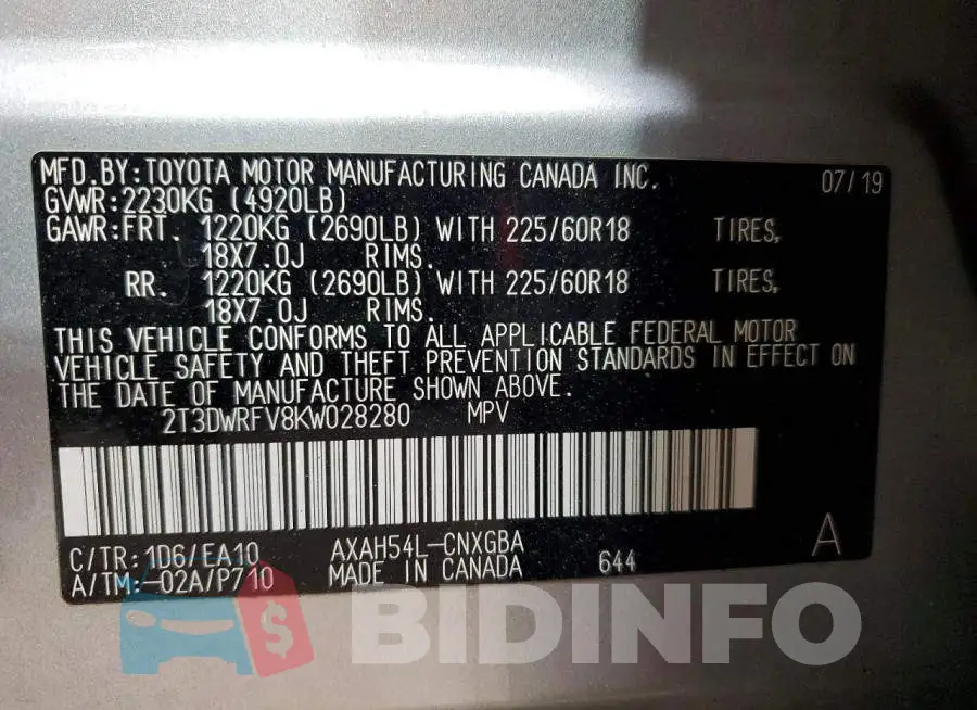 2T3DWRFV8KW028280 Photo# 14