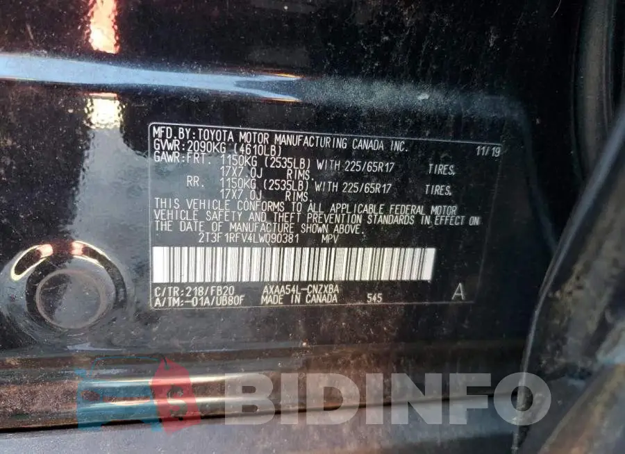 2T3F1RFV4LW090381 Photo# 13