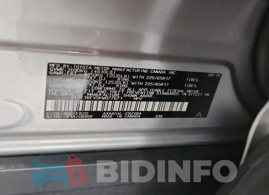 2T3F1RFV5KW077671 Photo# 13