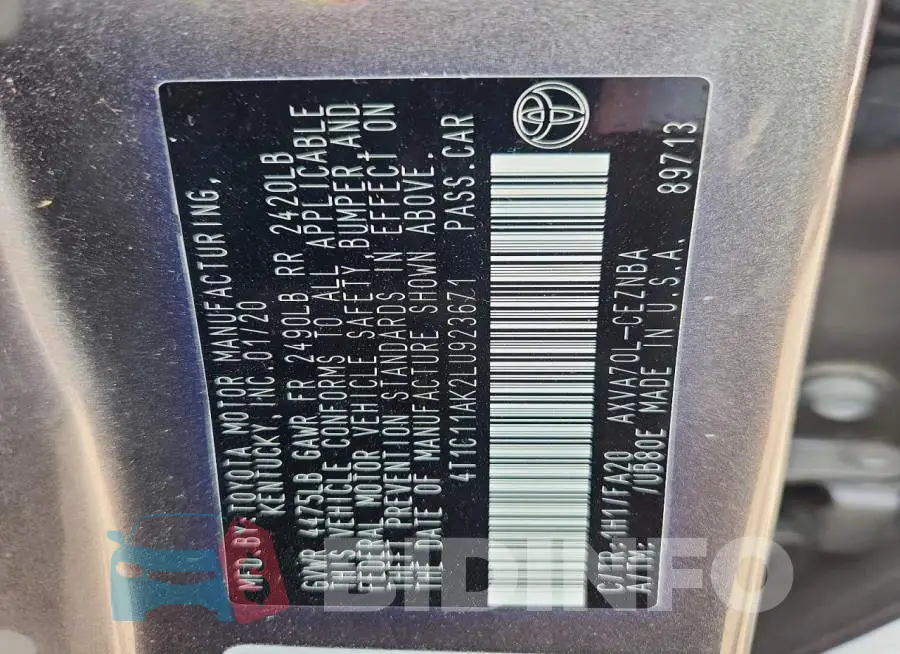 4T1C11AK2LU923671 Photo# 12