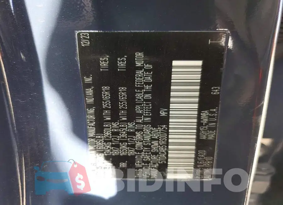 5TDACAB51RS007754 Photo# 14