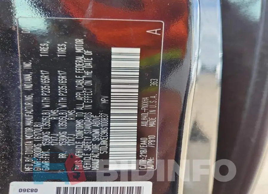 5TDJRKEC9NS100837 Photo# 13