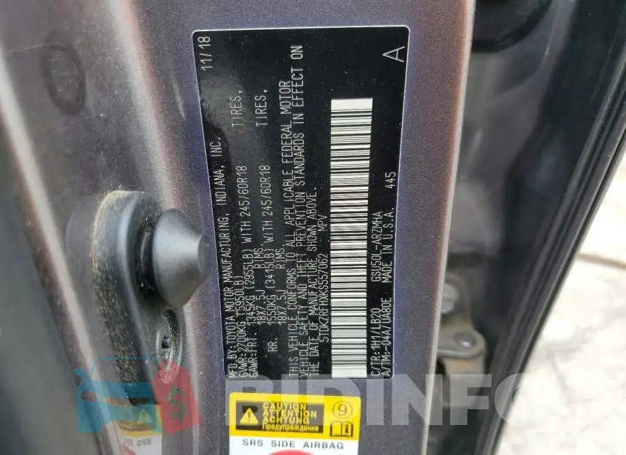 5TDKZRFHXKS557062 Photo# 13