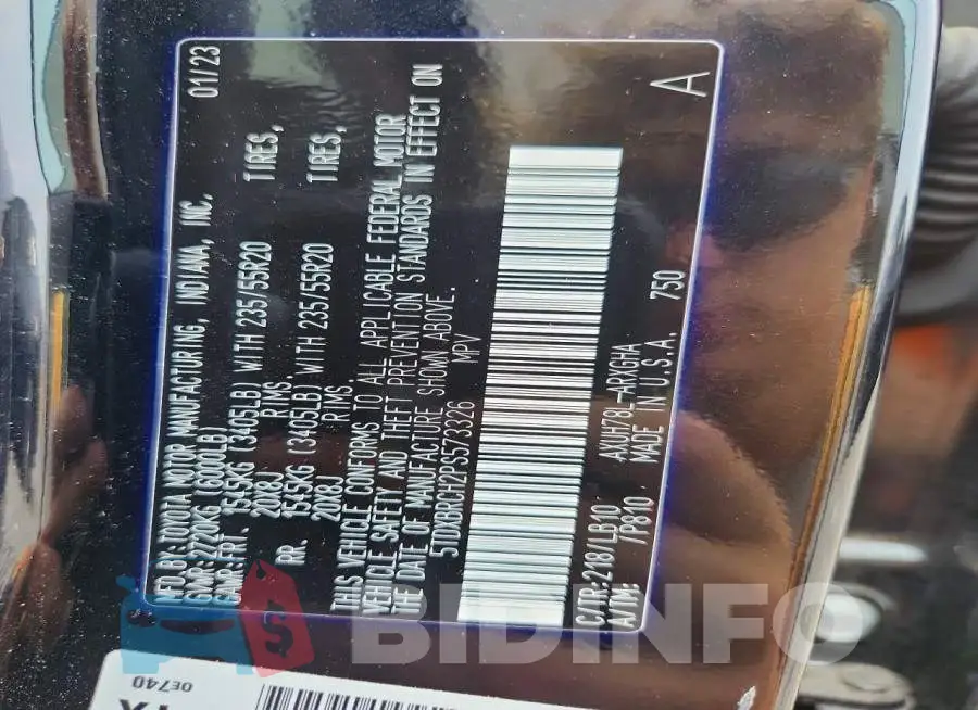 5TDXBRCH2PS573326 Photo# 13