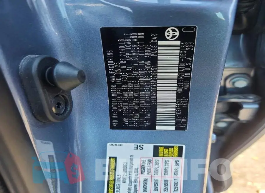 5YFB4MDE4SP276751 Photo# 13