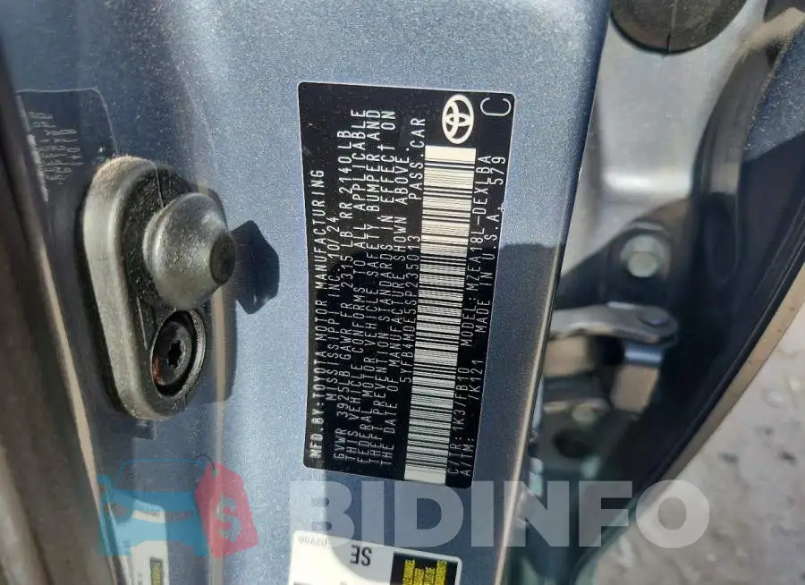 5YFB4MDE5SP235013 Photo# 12