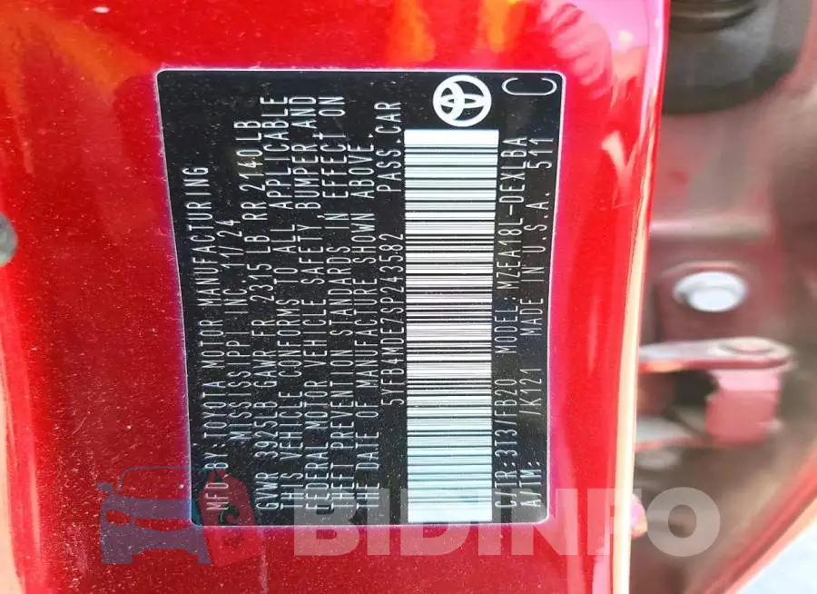 5YFB4MDE7SP243582 Photo# 13