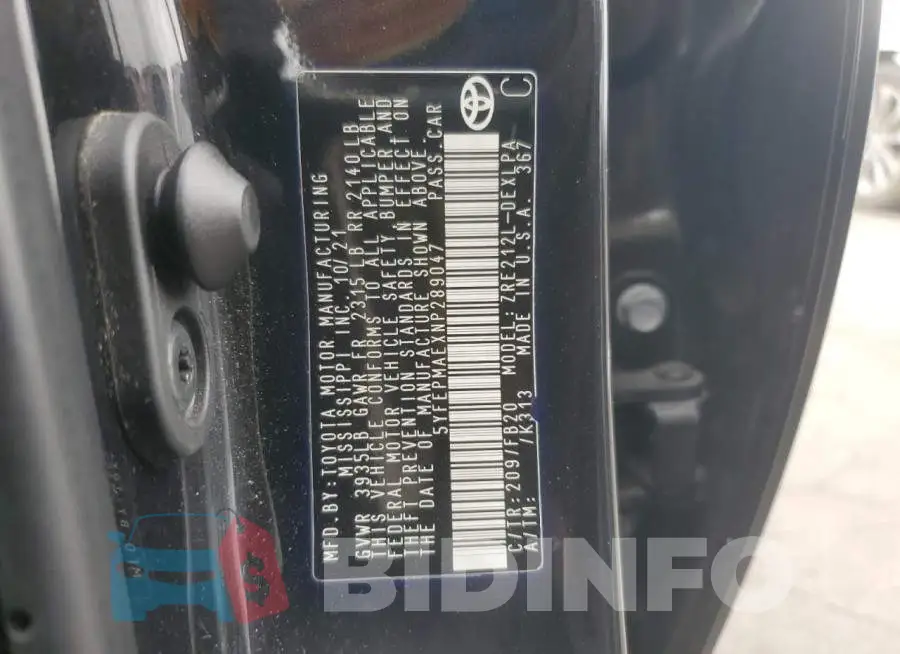 5YFEPMAEXNP289047 Photo# 12